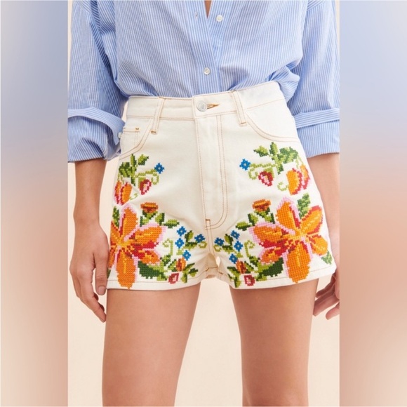 Farm Rio: Floral Embroidered Shorts - Picture 1 of 13